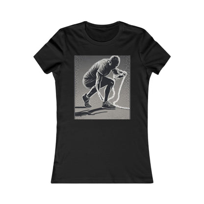 boostlete-recovery-progress-scene-runner-halftone-engraved-0068 — Women's Favorite Tee (B+C 6004)