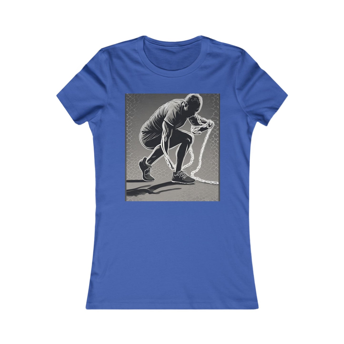 boostlete-recovery-progress-scene-runner-halftone-engraved-0068 — Women's Favorite Tee (B+C 6004)