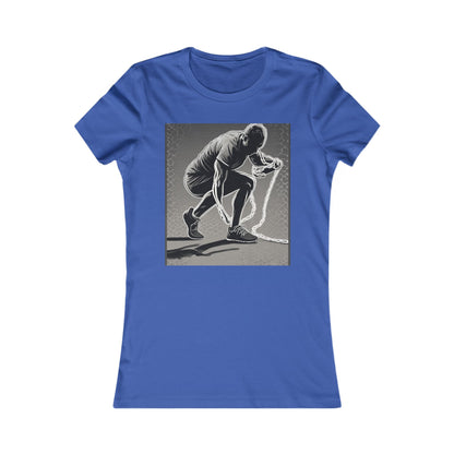 boostlete-recovery-progress-scene-runner-halftone-engraved-0068 — Women's Favorite Tee (B+C 6004)