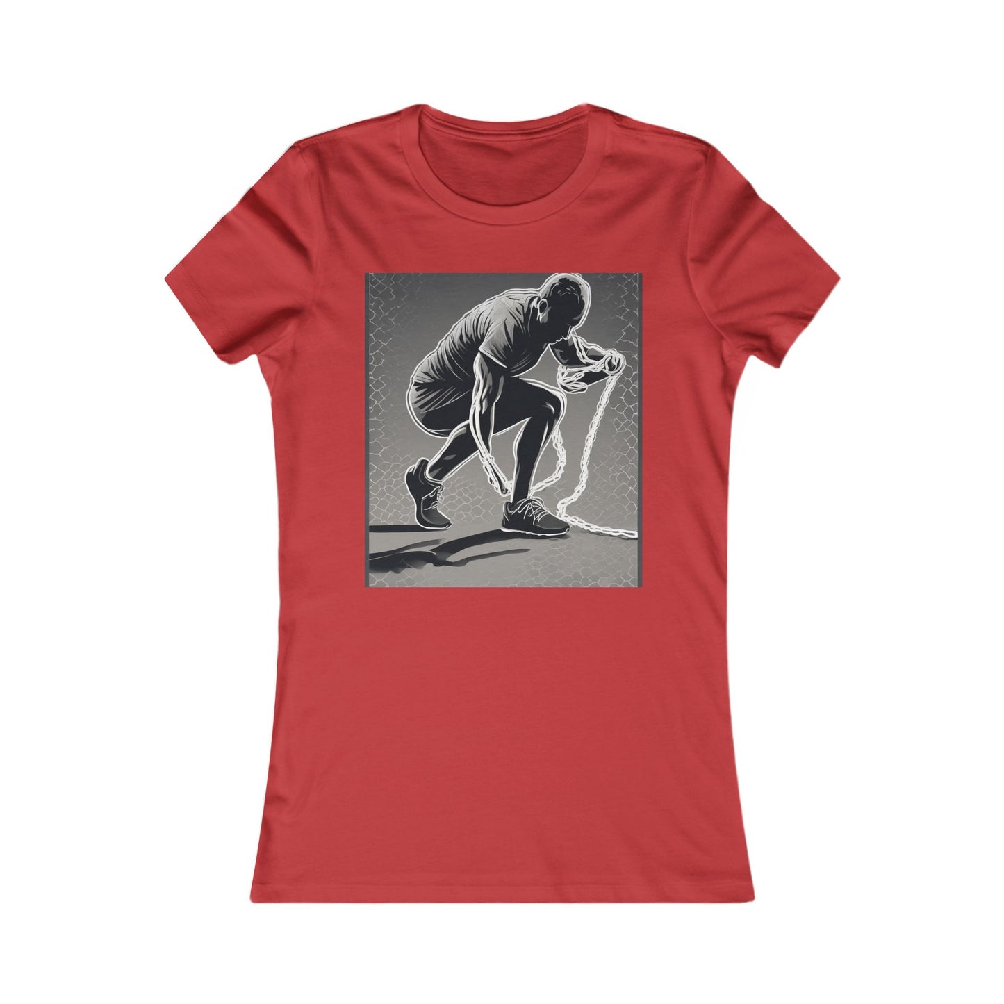 boostlete-recovery-progress-scene-runner-halftone-engraved-0068 — Women's Favorite Tee (B+C 6004)