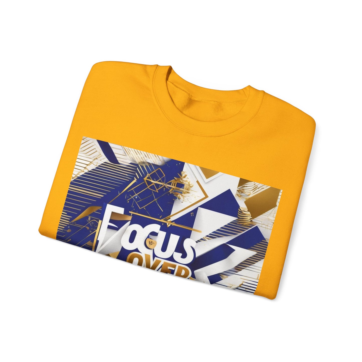 boostlete-am-crew-type-focus-over-feelings-banner-geometric-0169 — Unisex Heavy Blend Crewneck Sweatshirt (Gildan)