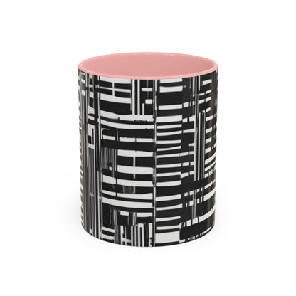 boostlete-iron-intent-pattern-barcode-line-art-0599 — Accent Mug 11/15oz