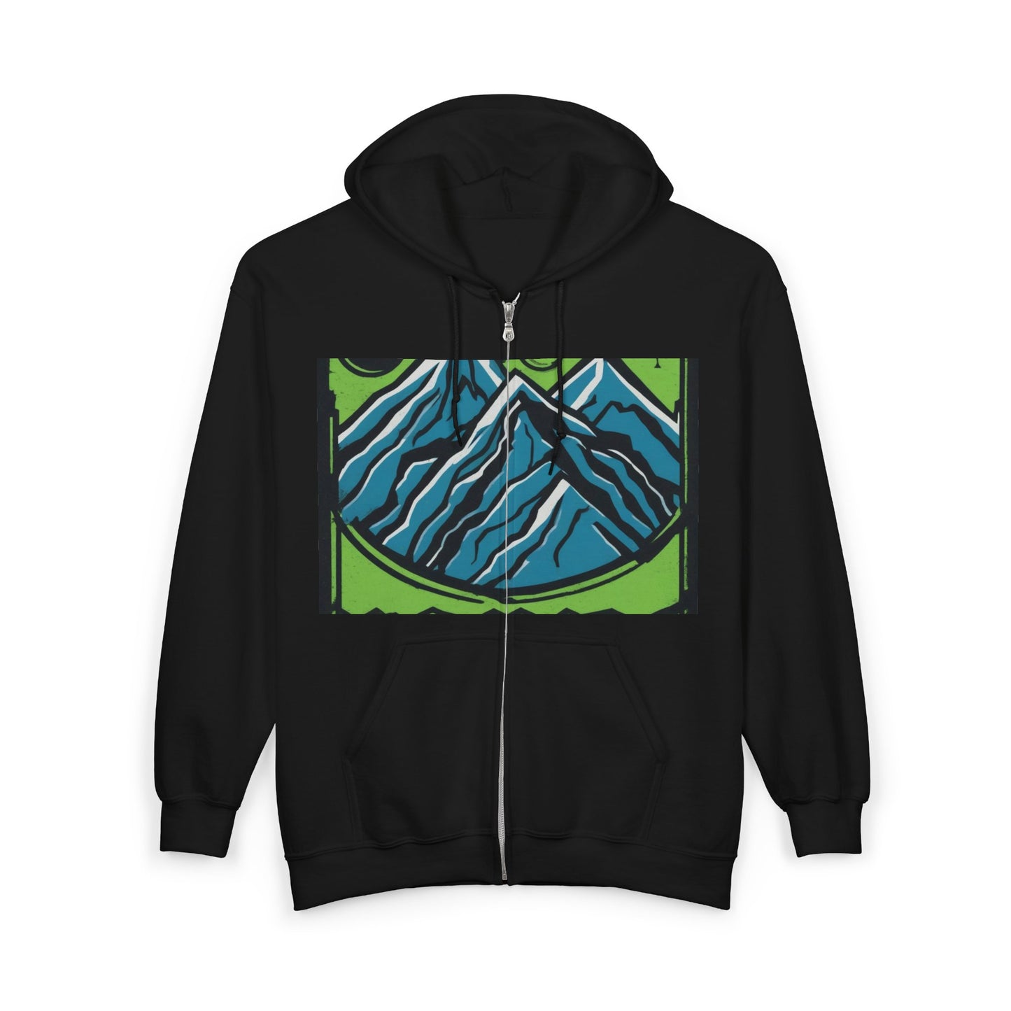 boostlete-pr-season-icon-mountain-grainy-badge-0154 — Unisex Heavy Blend Full-Zip Hooded Sweatshirt