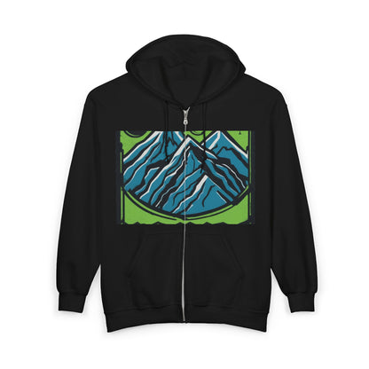 boostlete-pr-season-icon-mountain-grainy-badge-0154 — Unisex Heavy Blend Full-Zip Hooded Sweatshirt