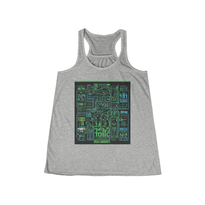 boostlete-field-day-type-gym-tonic-h2o-outline-over-solid-geometric-0249 — Women's Flowy Racerback Tank (B+C 8800)