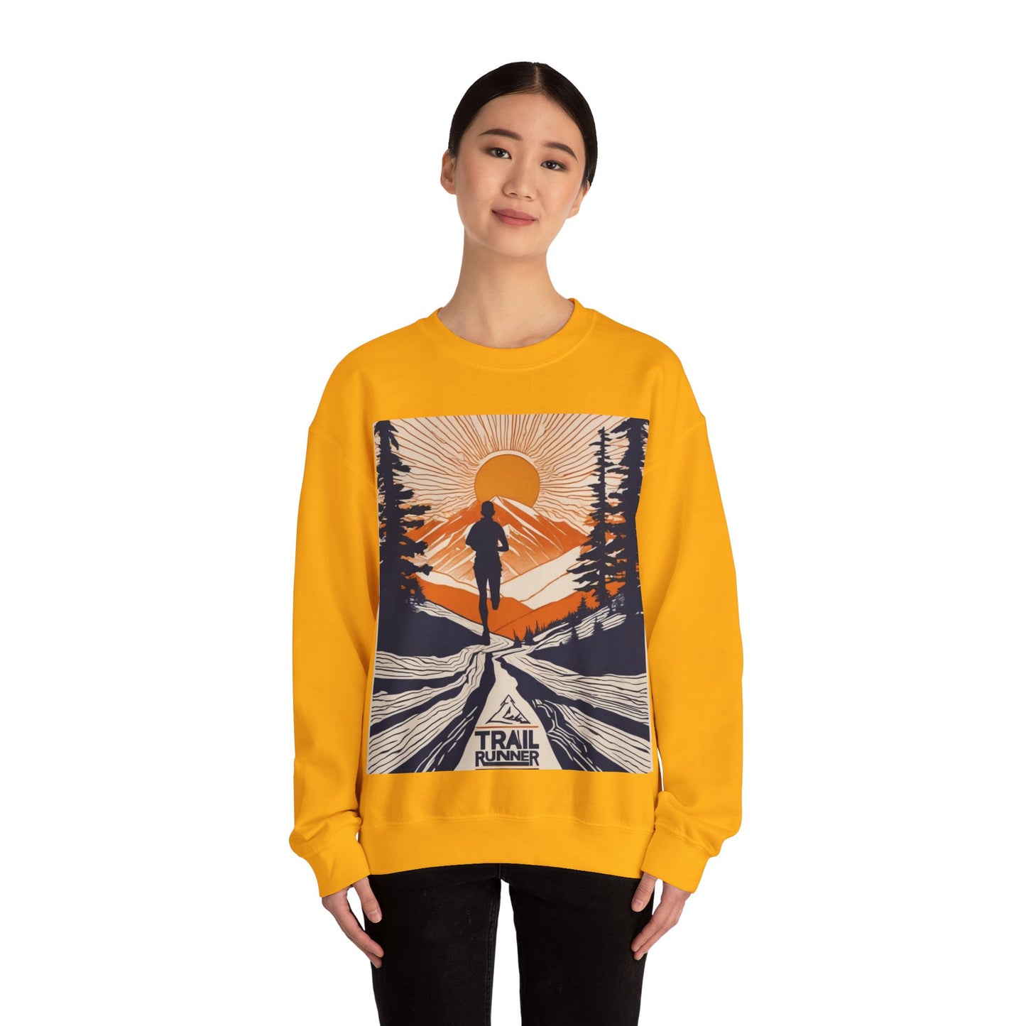 boostlete-iron-intent-scene-trail-glitch-badge-0100 — Unisex Heavy Blend Crewneck Sweatshirt (Gildan)