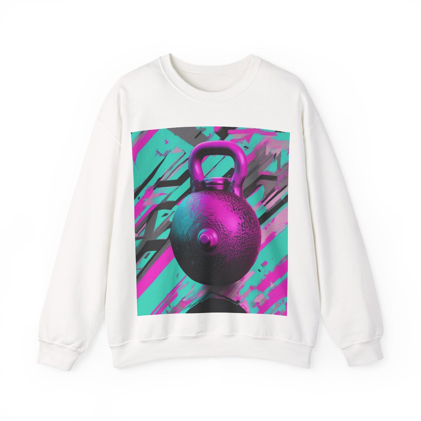 boostlete-mile-by-mile-scene-kettlebell-3d-monoline-1364 — Unisex Heavy Blend Crewneck (G18000)