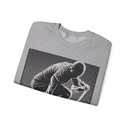 boostlete-recovery-progress-scene-runner-halftone-engraved-0068 — Unisex Heavy Blend Crewneck Sweatshirt (Gildan)