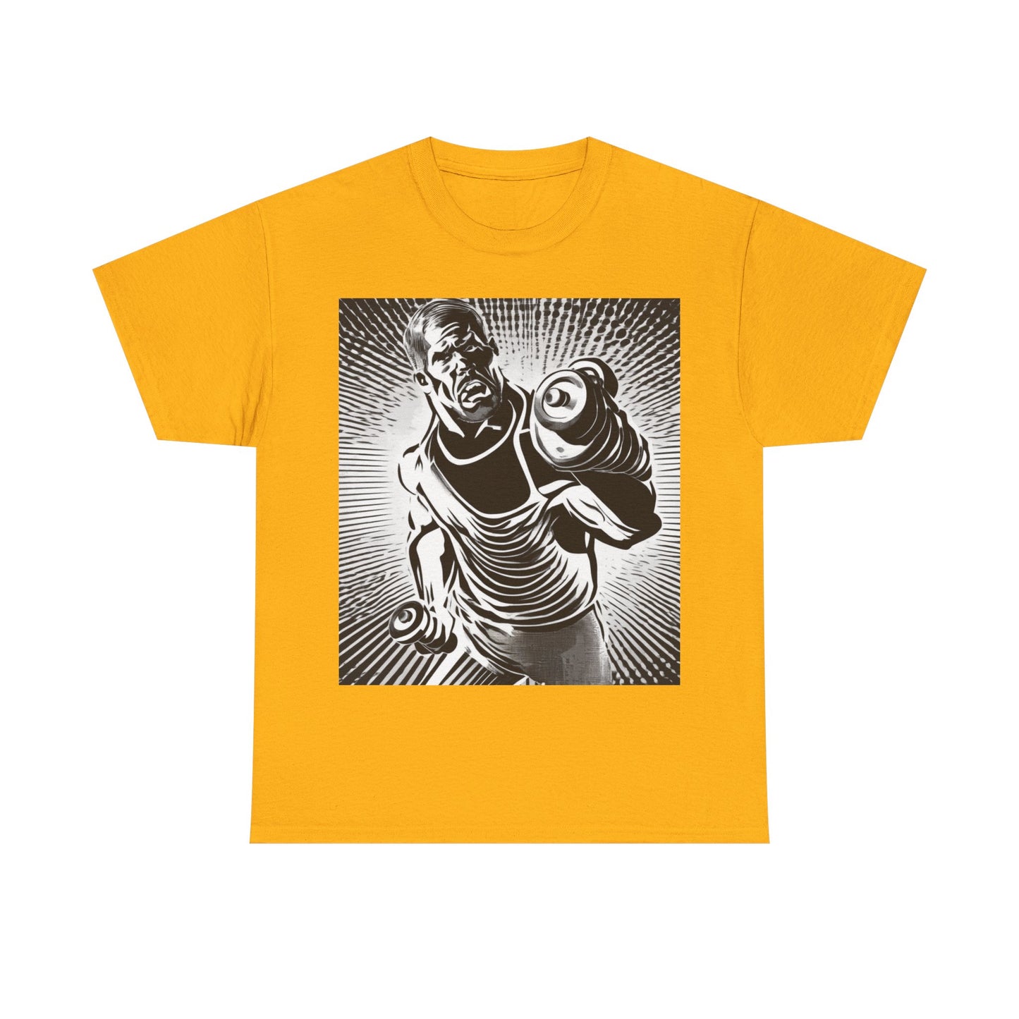 boostlete-pr-season-scene-lunge-halftone-engraved-0096 — Unisex Heavy Cotton Tee (Gildan 5000)