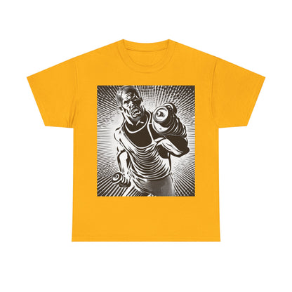 boostlete-pr-season-scene-lunge-halftone-engraved-0096 — Unisex Heavy Cotton Tee (Gildan 5000)