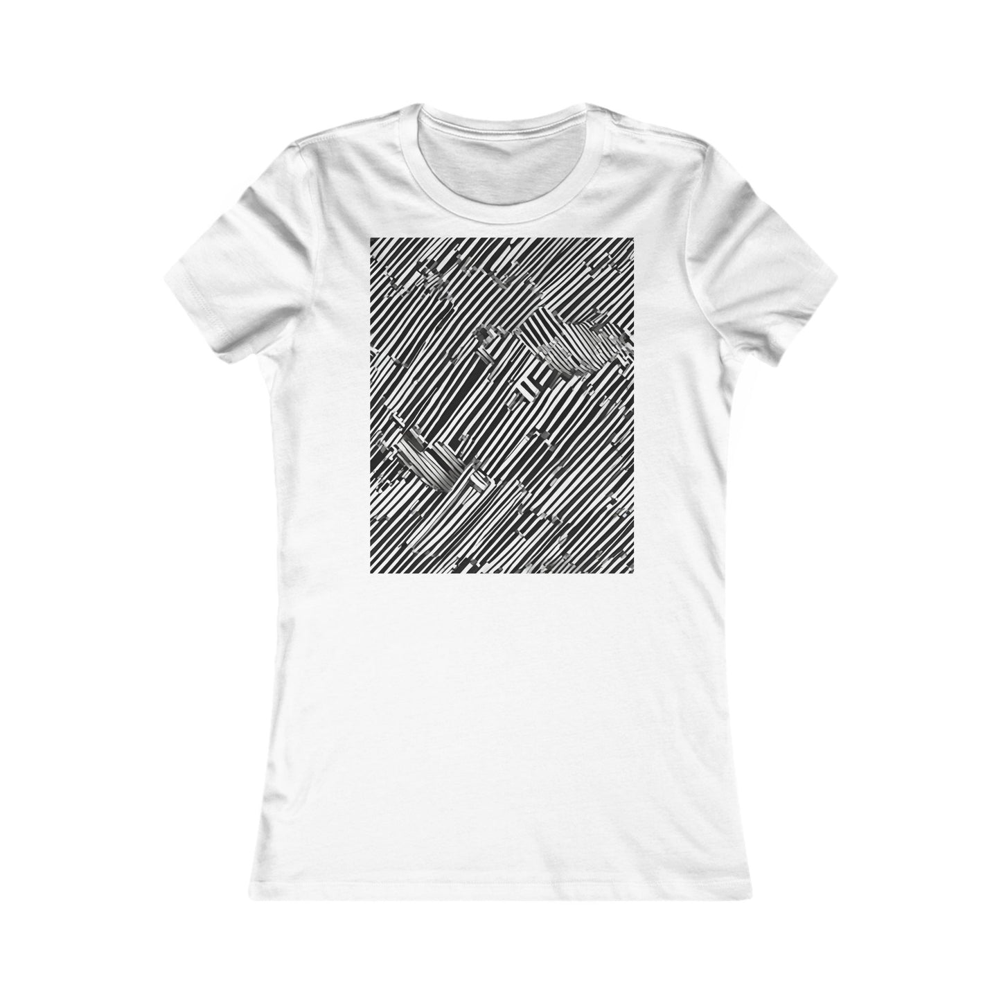 boostlete-mile-by-mile-pattern-barcode-monoline-0059 — Women's Favorite Tee (B+C 6004)