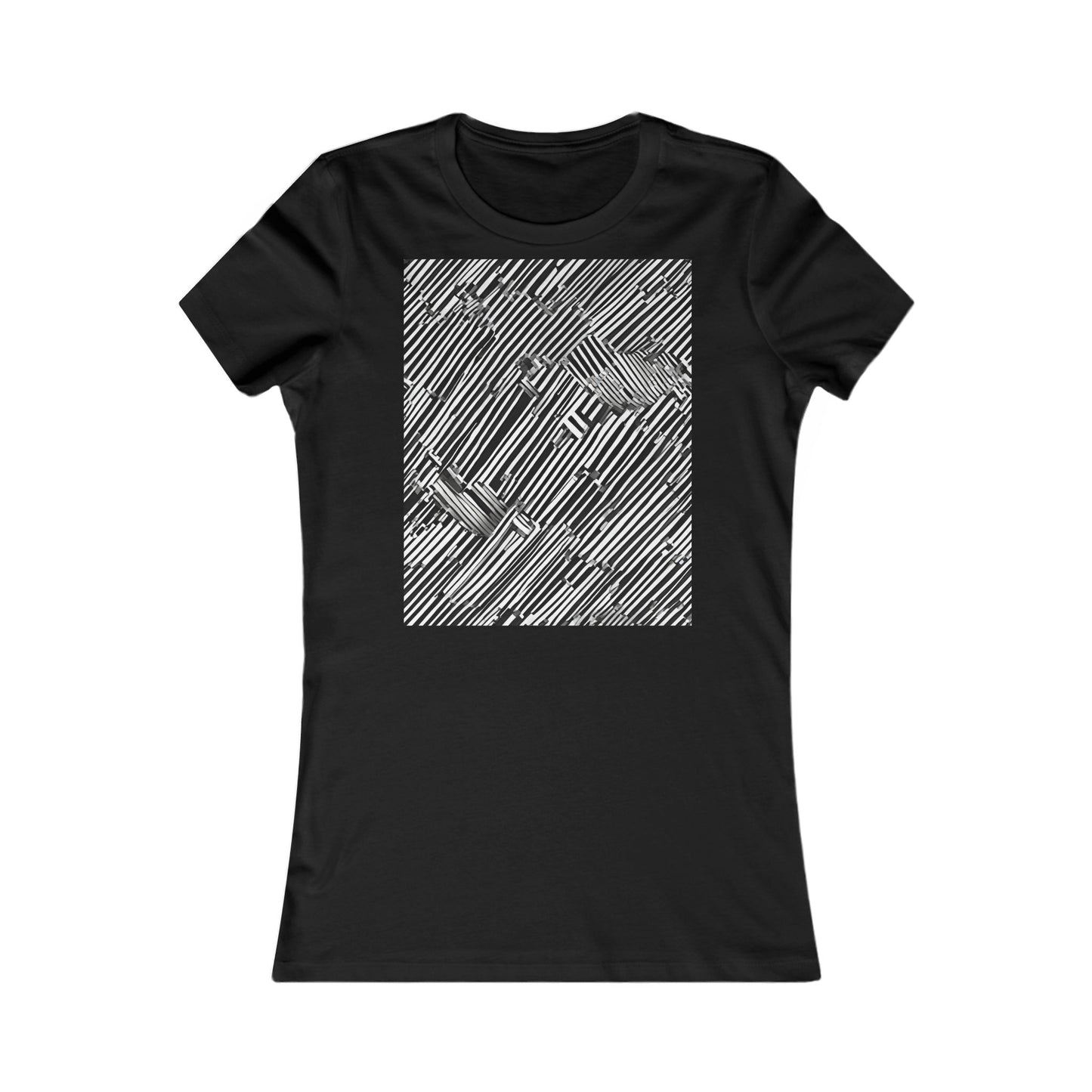 boostlete-mile-by-mile-pattern-barcode-monoline-0059 — Women's Favorite Tee (B+C 6004)
