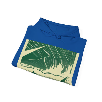 boostlete-mile-by-mile-icon-swimmer-motion-isometric-0078 — Unisex Heavy Blend Hooded Sweatshirt (Gildan)