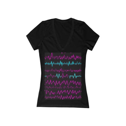 boostlete-boost-mode-pattern-ekg-modern-0111 — Women's Deep V-Neck Tee (B+C 6035)