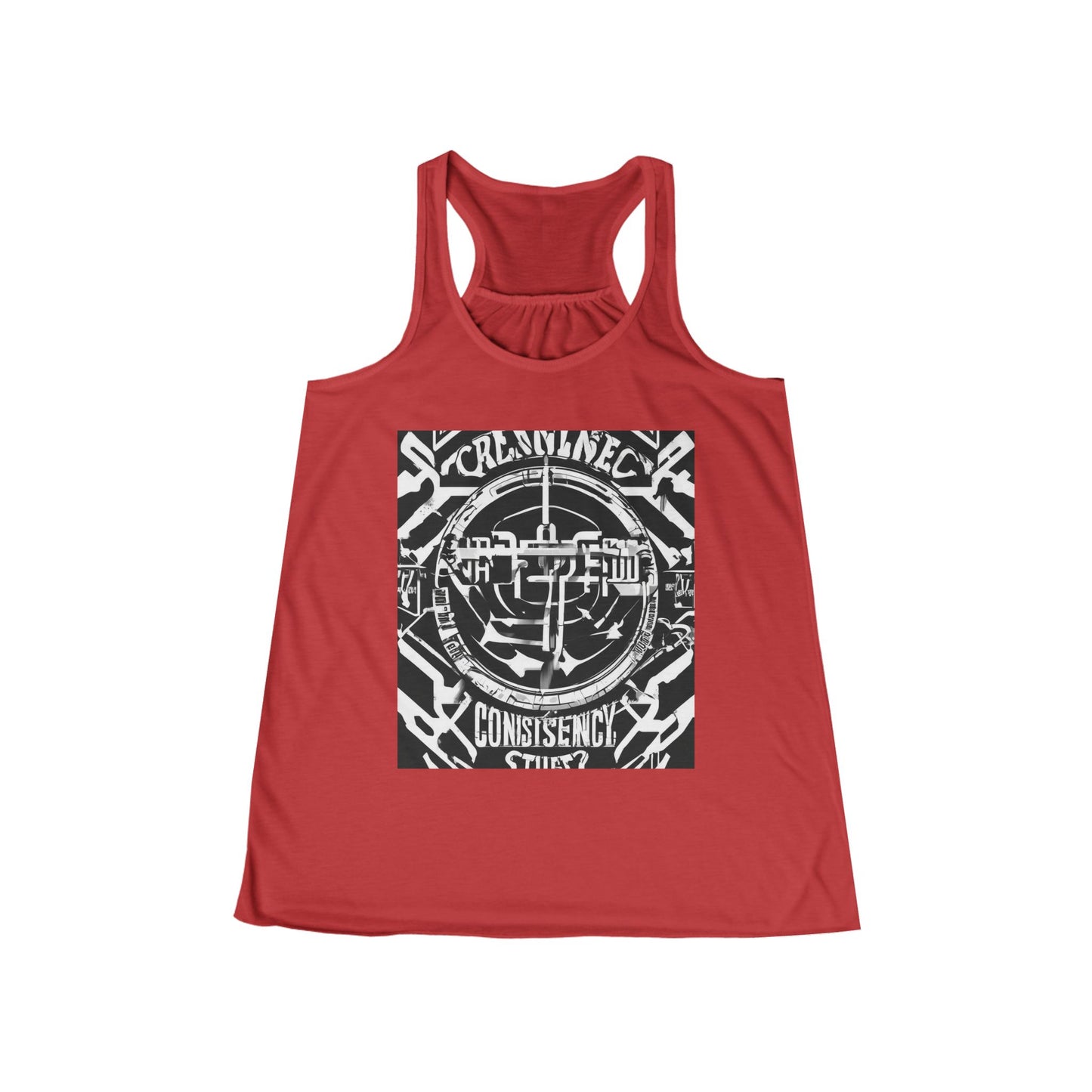 boostlete-am-crew-type-consistency-is-the-flex-centered-industrial-0137 — Women's Flowy Racerback Tank (B+C 8800)