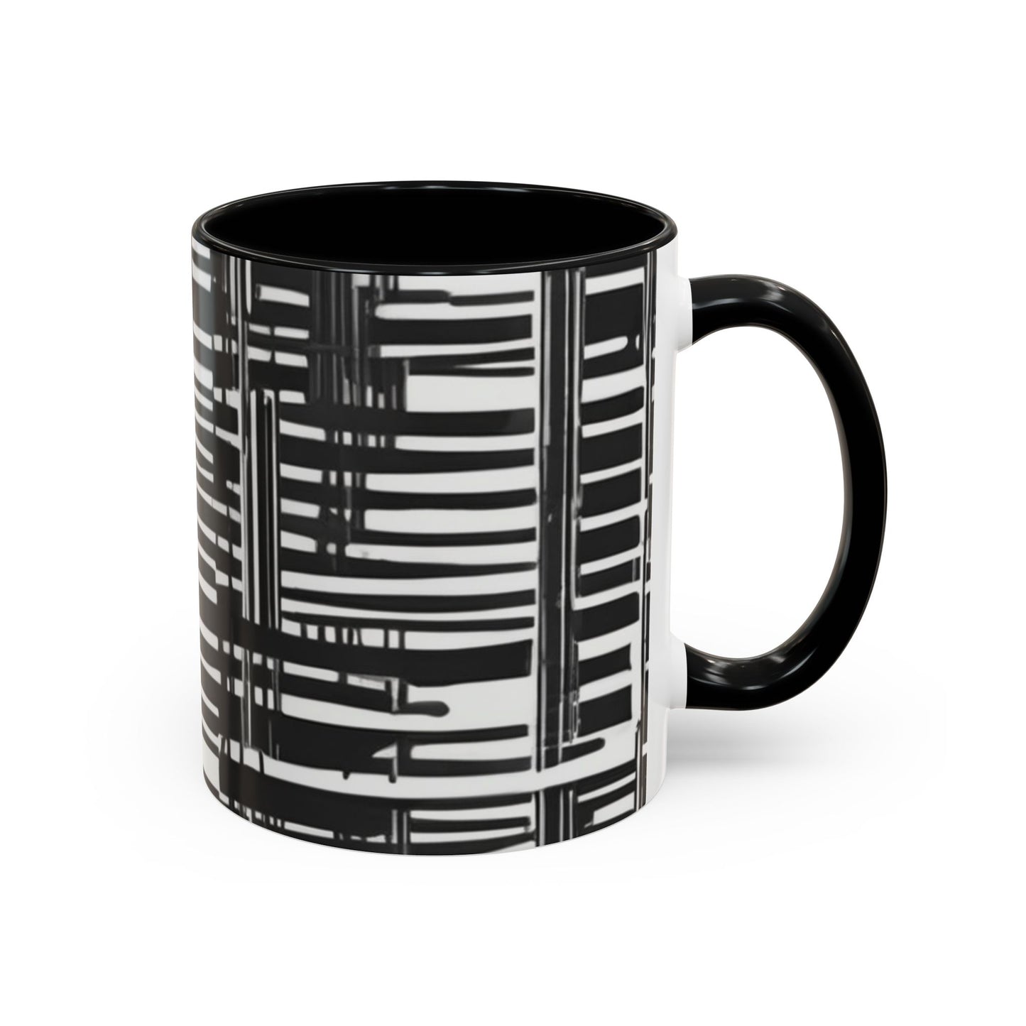 boostlete-iron-intent-pattern-barcode-line-art-0599 — Accent Mug 11/15oz