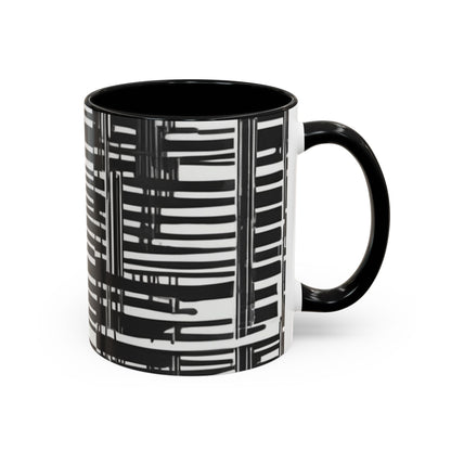 boostlete-iron-intent-pattern-barcode-line-art-0599 — Accent Mug 11/15oz