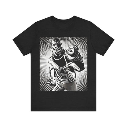 boostlete-pr-season-scene-lunge-halftone-engraved-0096 — Unisex Jersey Short Sleeve (B+C 3001)