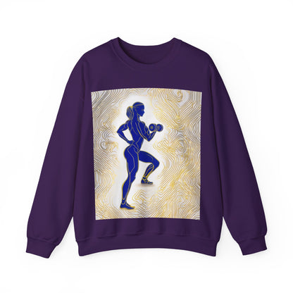 boostlete-iron-intent-scene-lunge-neon-line-art-0392 — Unisex Heavy Blend Crewneck (G18000)