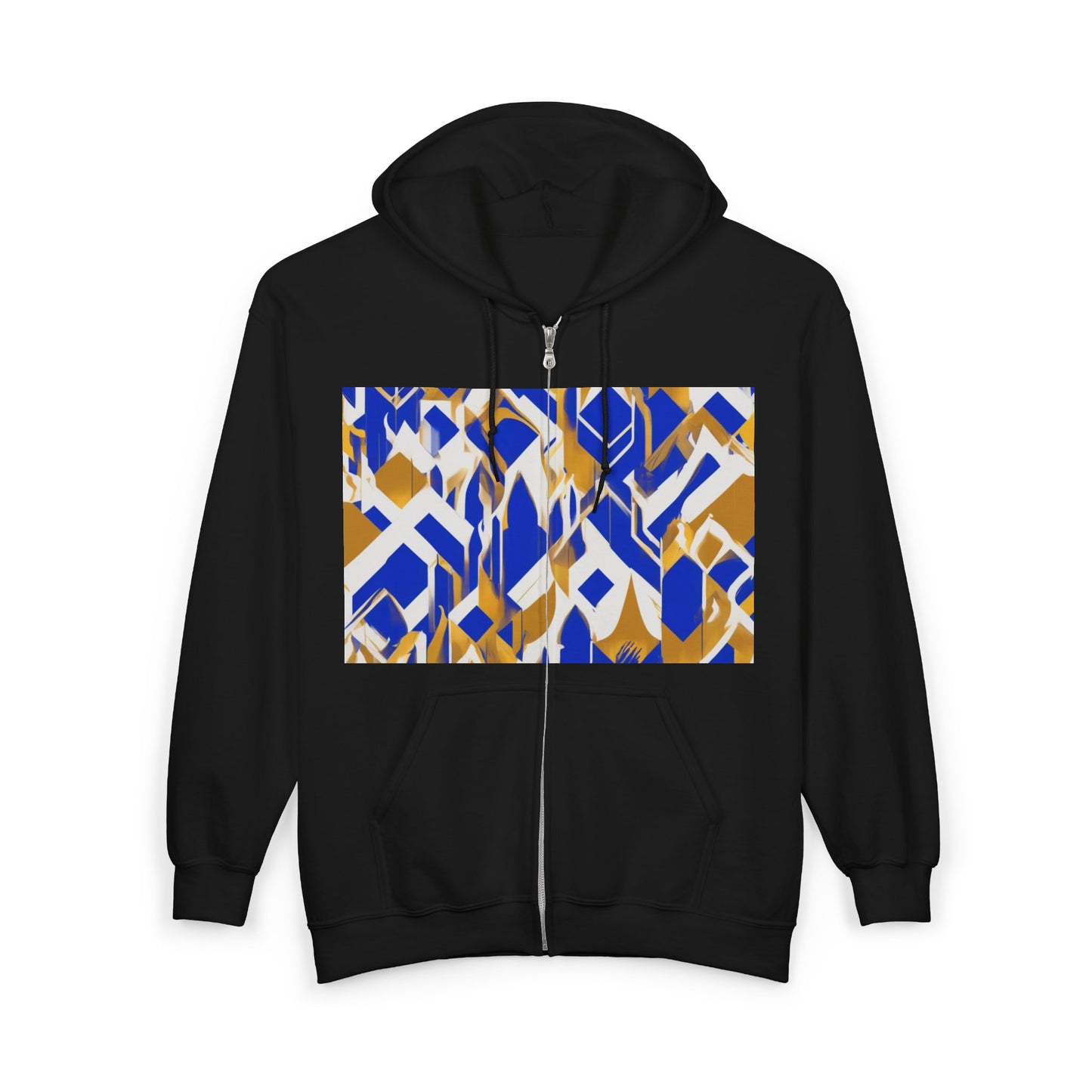 boostlete-field-day-icon-flame-glitch-geometric-0090 — Unisex Heavy Blend Full-Zip Hooded Sweatshirt