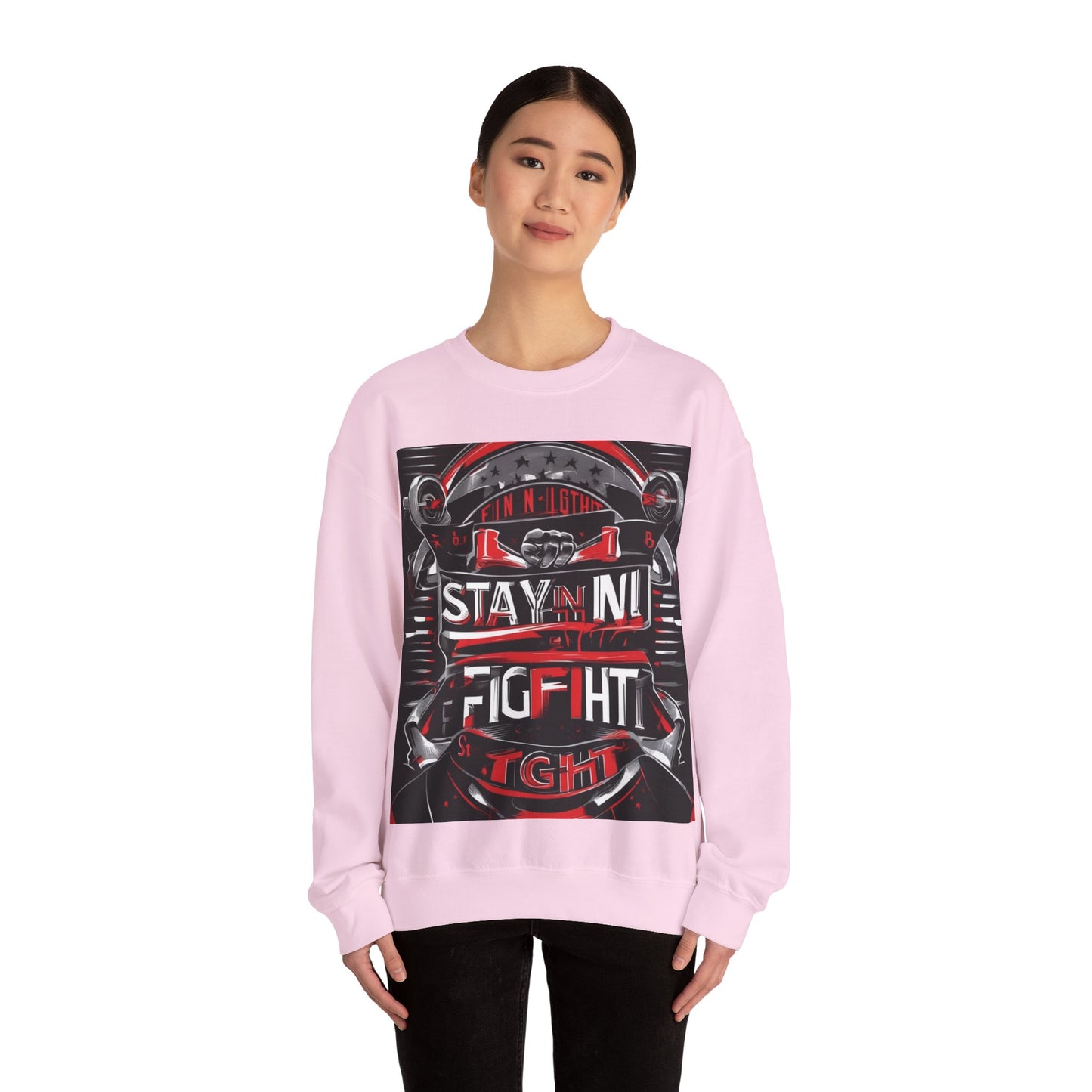boostlete-rise-grind-type-stay-in-the-fight-banner-retro-1441 — Unisex Heavy Blend Crewneck (G18000)