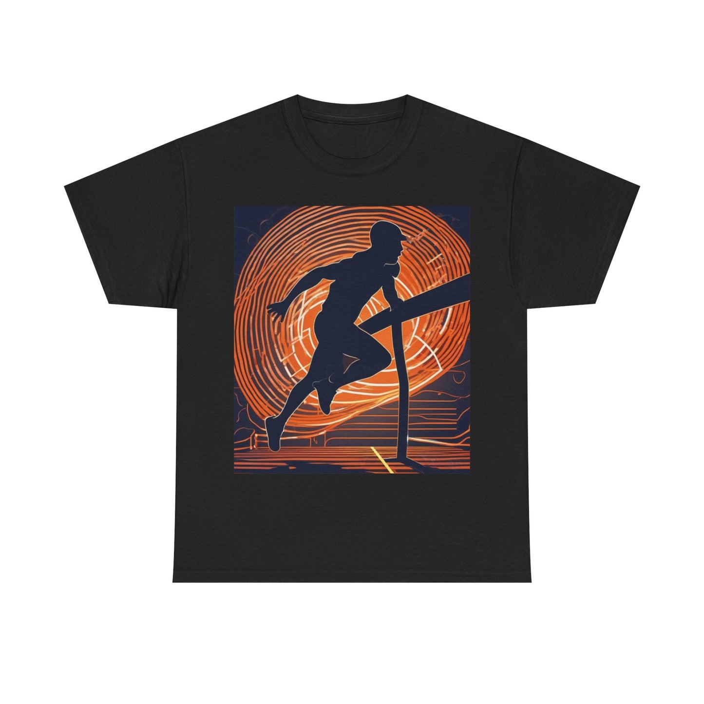 boostlete-iron-intent-scene-hurdler-neon-modern-0264 — Unisex Heavy Cotton Tee (Gildan 5000)