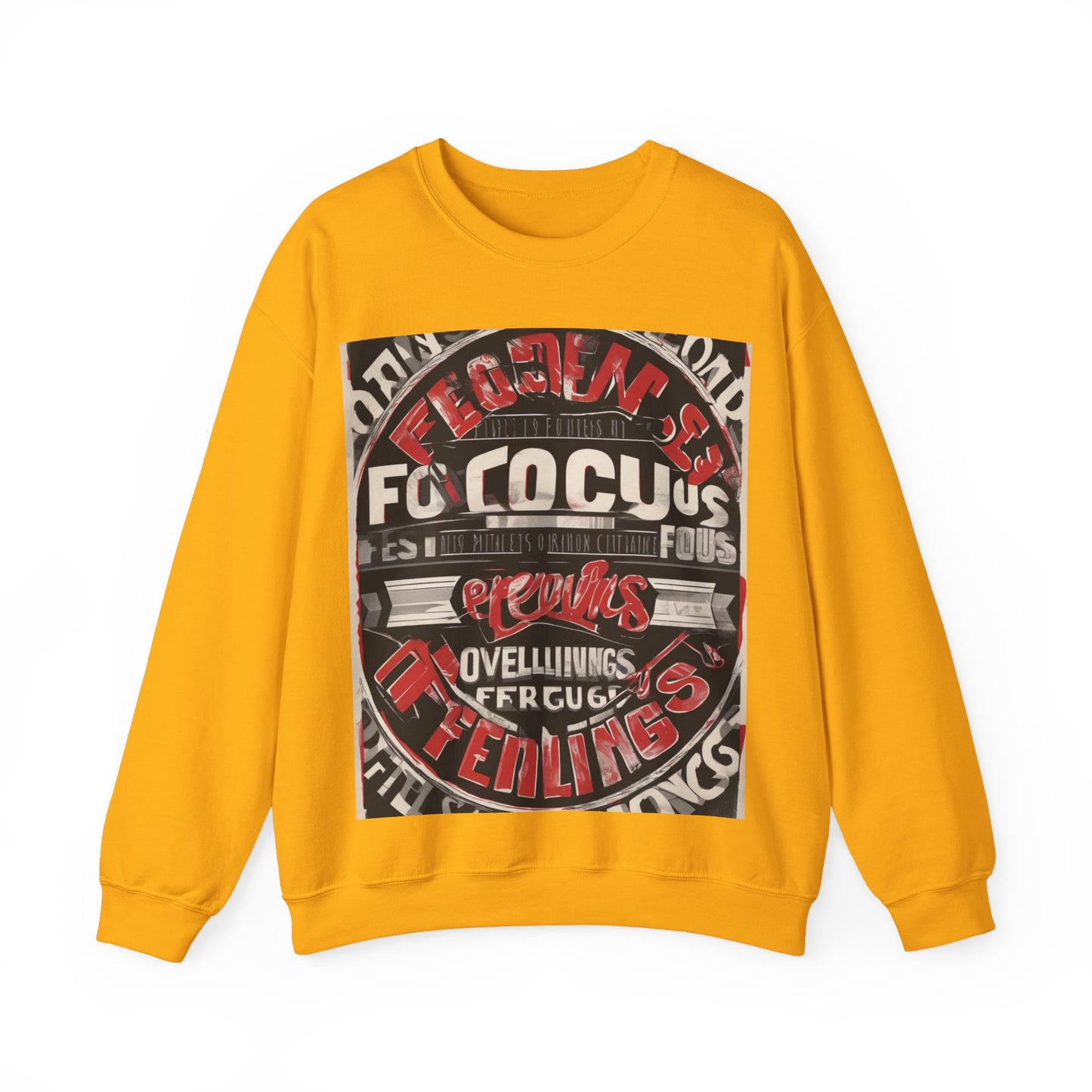 boostlete-mile-by-mile-type-focus-over-feelings-split-retro-0841 — Unisex Heavy Blend Crewneck (G18000)