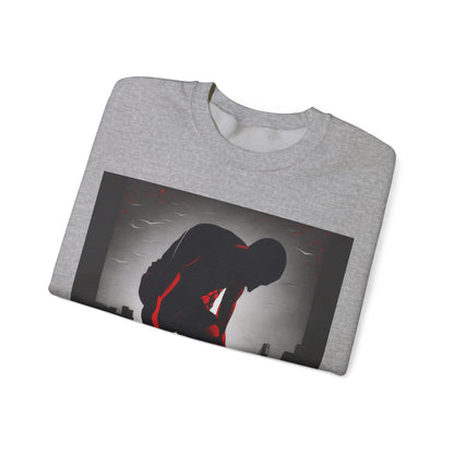 boostlete-mile-by-mile-scene-runner-grainy-bold-0168 — Unisex Heavy Blend Crewneck Sweatshirt (Gildan)