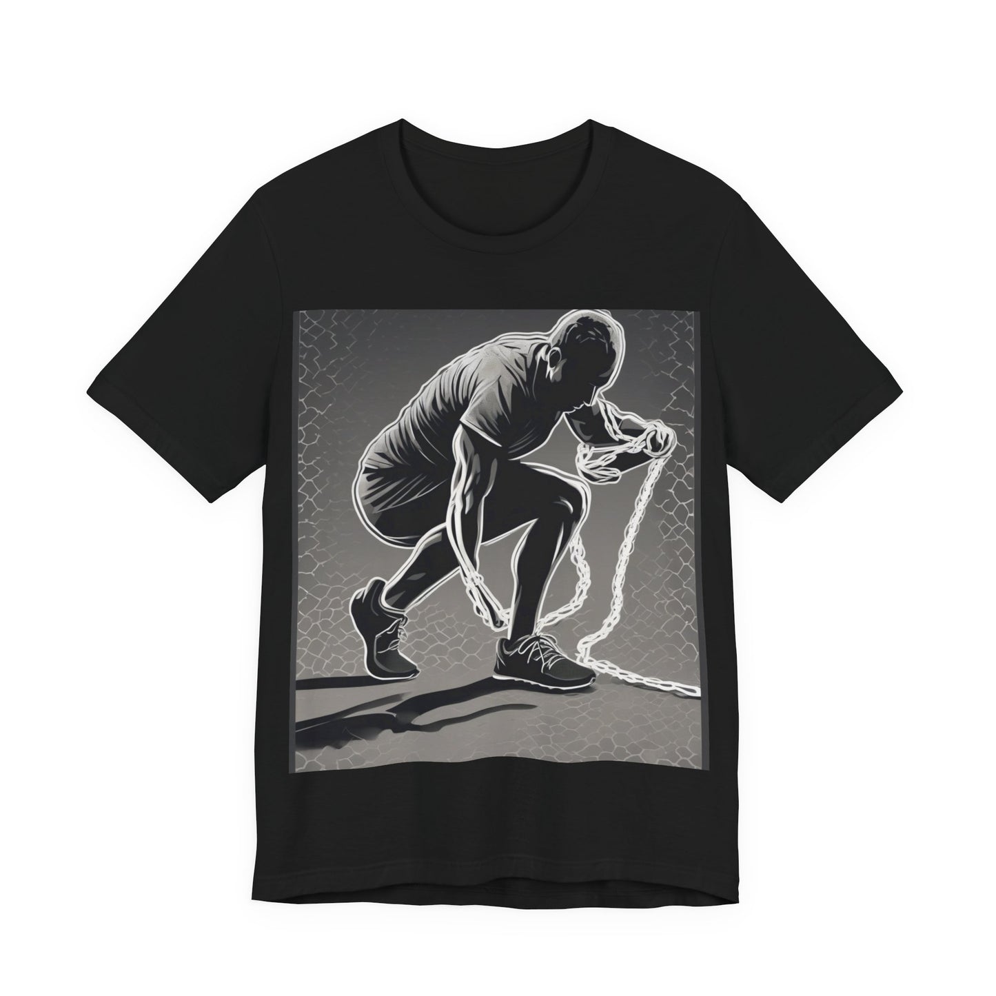 boostlete-recovery-progress-scene-runner-halftone-engraved-0068 — Unisex Jersey Short Sleeve (B+C 3001)