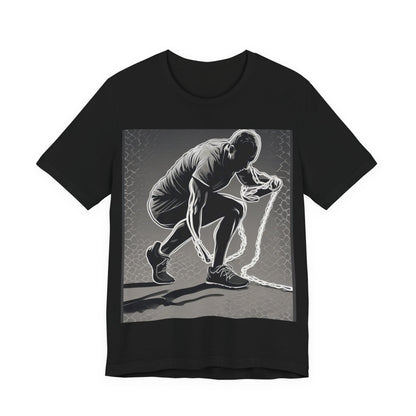 boostlete-recovery-progress-scene-runner-halftone-engraved-0068 — Unisex Jersey Short Sleeve (B+C 3001)