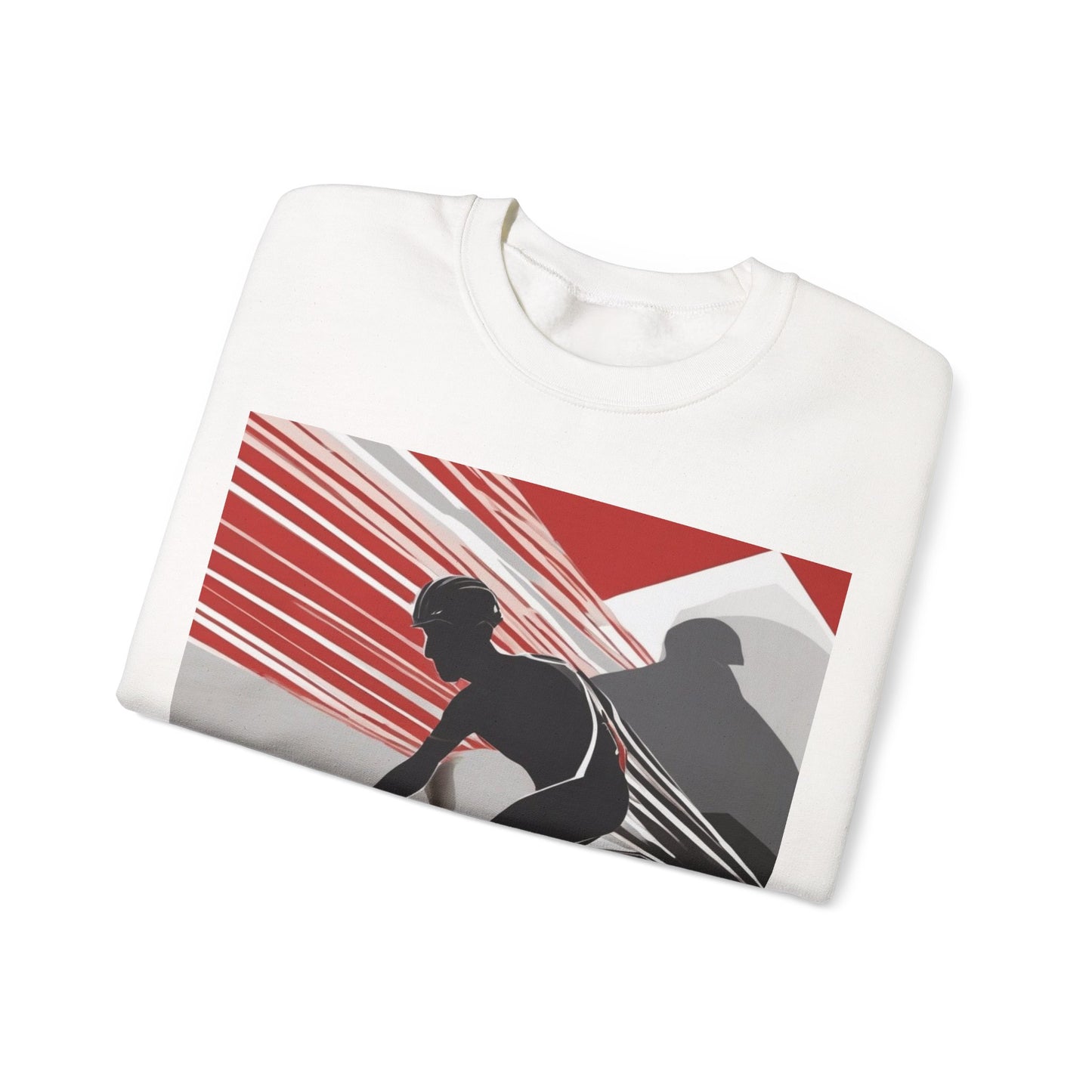 boostlete-boost-mode-scene-cyclist-speed-geometric-0208 — Unisex Heavy Blend Crewneck Sweatshirt (Gildan)