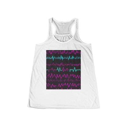 boostlete-boost-mode-pattern-ekg-modern-0111 — Women's Flowy Racerback Tank (B+C 8800)