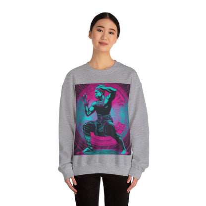 boostlete-rise-grind-scene-yogi-motion-line-art-0240 — Unisex Heavy Blend Crewneck Sweatshirt (Gildan)