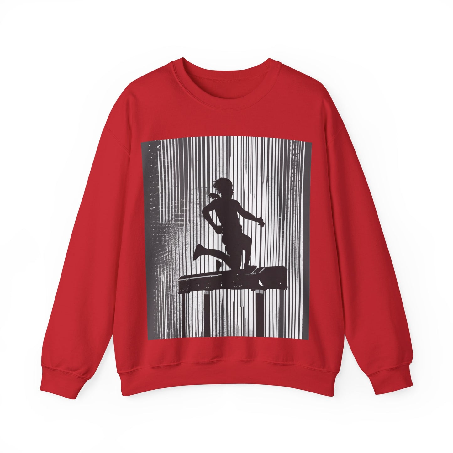 boostlete-am-crew-scene-hurdler-halftone-badge-0956 — Unisex Heavy Blend Crewneck (G18000)