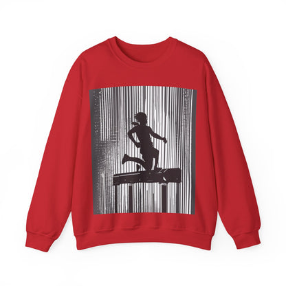 boostlete-am-crew-scene-hurdler-halftone-badge-0956 — Unisex Heavy Blend Crewneck (G18000)