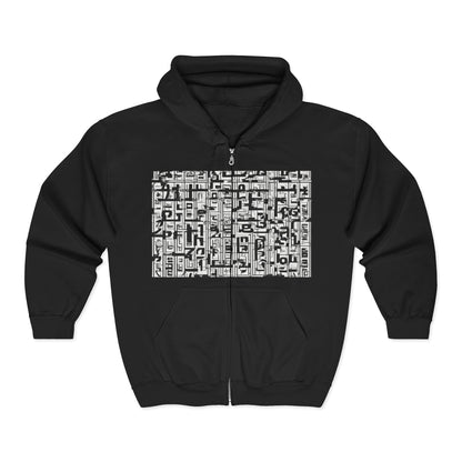 boostlete-boost-mode-pattern-plate-number-engraved-0103 — Unisex Heavy Blend Full-Zip Hooded Sweatshirt