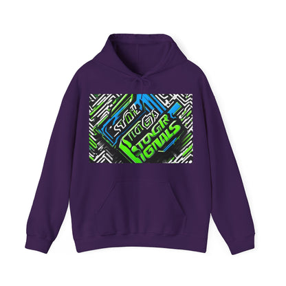 boostlete-am-crew-type-stronger-signals-diagonal-badge-1077 — Unisex Heavy Blend Hoodie (G18500)