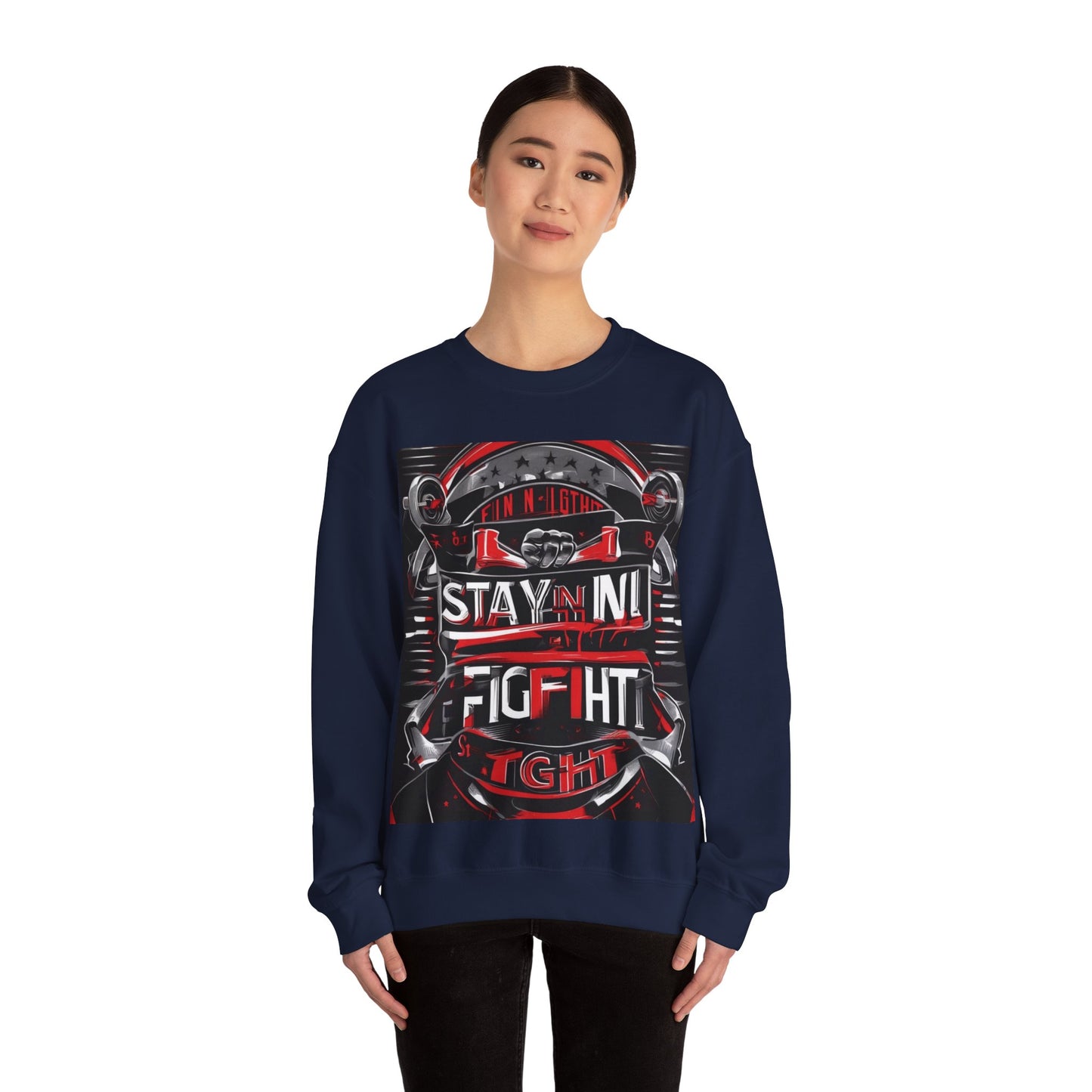 boostlete-rise-grind-type-stay-in-the-fight-banner-retro-1441 — Unisex Heavy Blend Crewneck (G18000)
