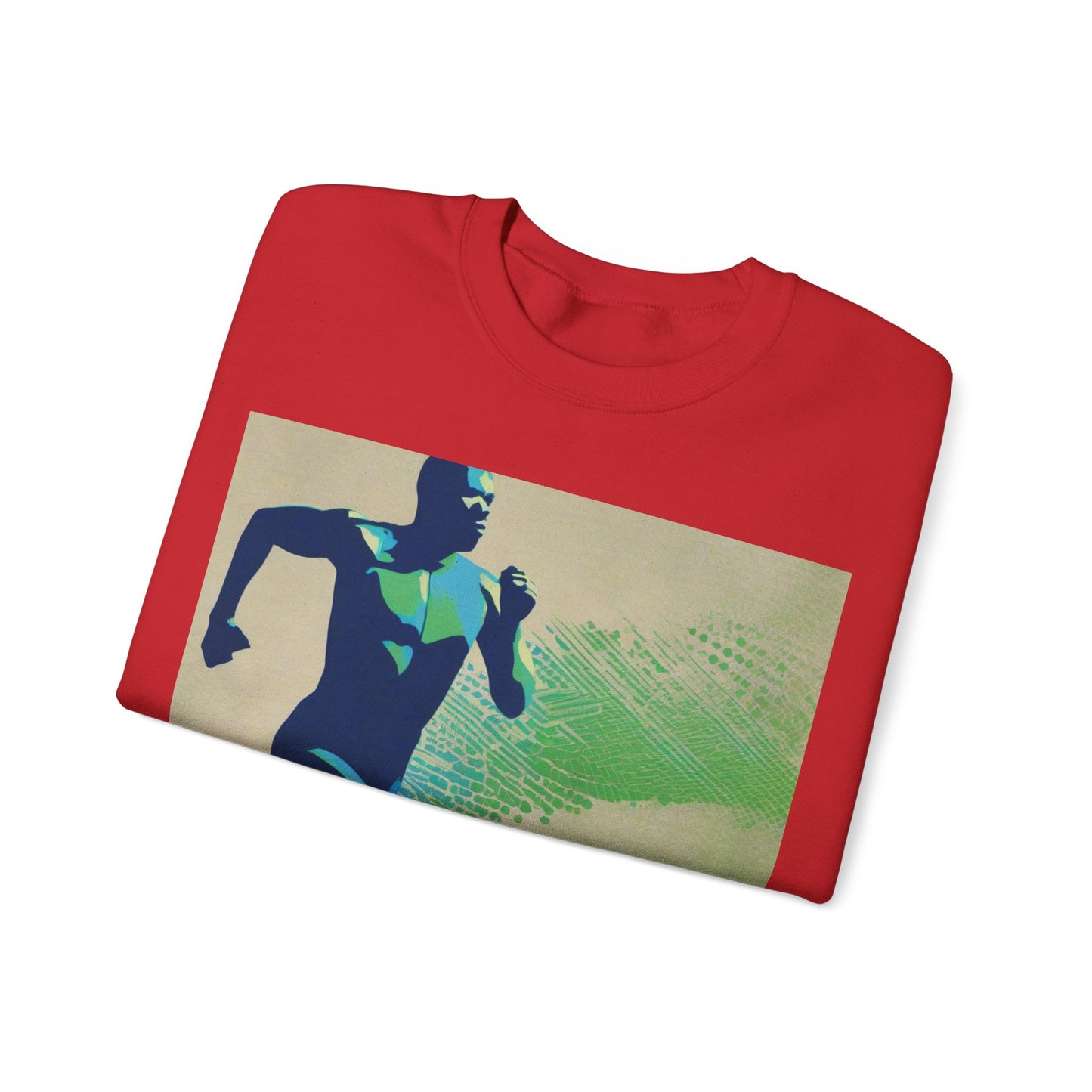 boostlete-am-crew-scene-sprinter-halftone-engraved-0092 — Unisex Heavy Blend Crewneck Sweatshirt (Gildan)