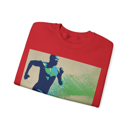 boostlete-am-crew-scene-sprinter-halftone-engraved-0092 — Unisex Heavy Blend Crewneck Sweatshirt (Gildan)