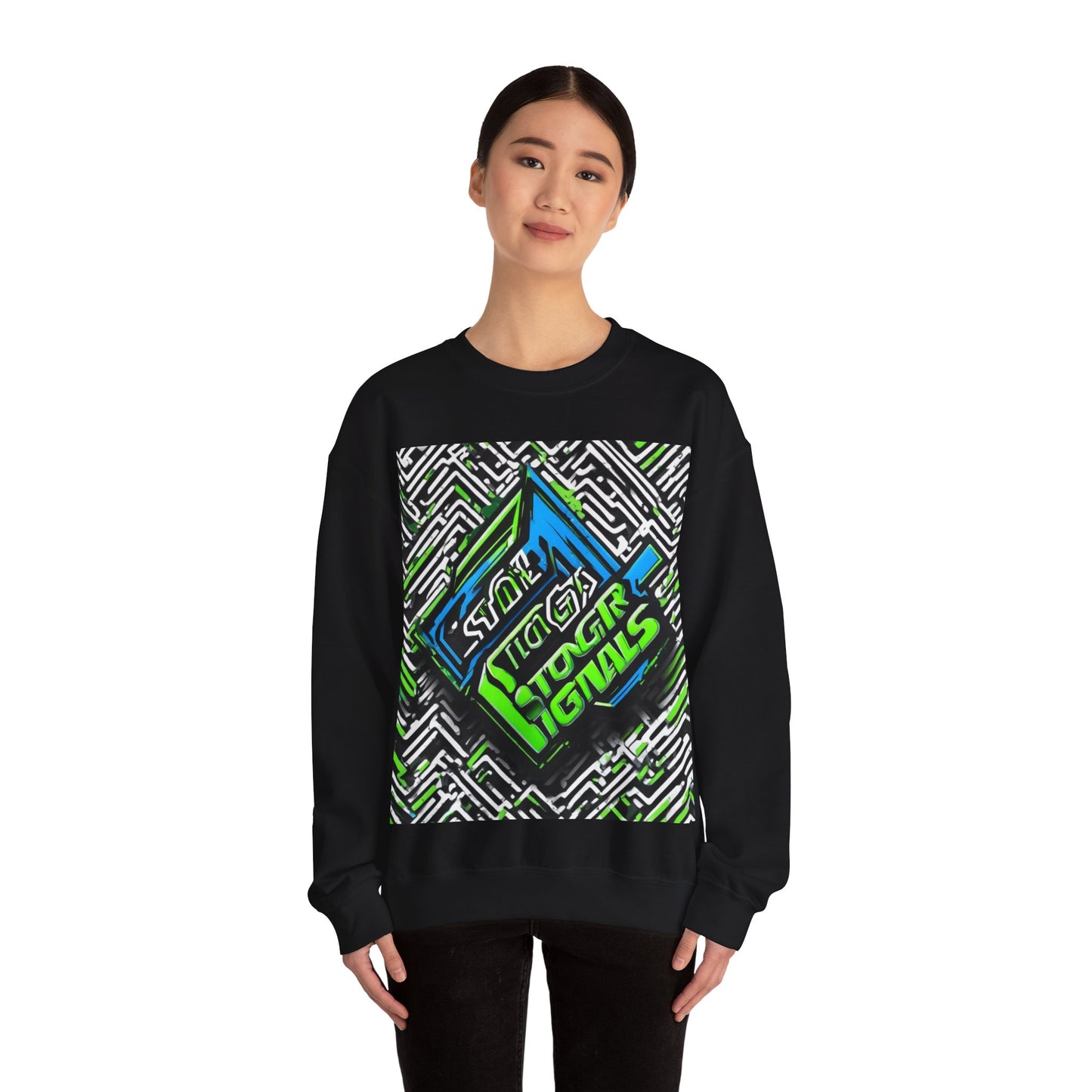 boostlete-am-crew-type-stronger-signals-diagonal-badge-1077 — Unisex Heavy Blend Crewneck (G18000)