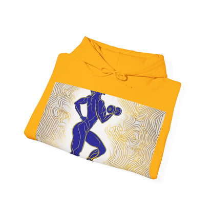 boostlete-iron-intent-scene-lunge-neon-line-art-0392 — Unisex Heavy Blend Hoodie (G18500)