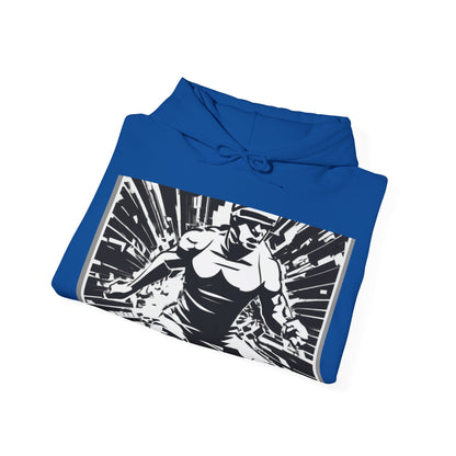 boostlete-field-day-scene-sprinter-halftone-bold-0148 — Unisex Heavy Blend Hooded Sweatshirt (Gildan)