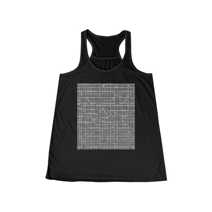 boostlete-rise-grind-pattern-plate-number-monoline-0291 — Women's Flowy Racerback Tank (B+C 8800)