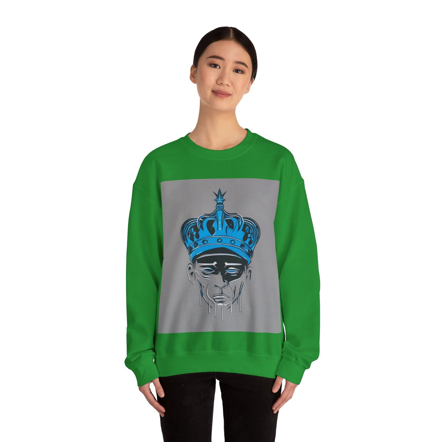 boostlete-am-crew-icon-crown-grainy-monoline-0022 — Unisex Heavy Blend Crewneck Sweatshirt (Gildan)