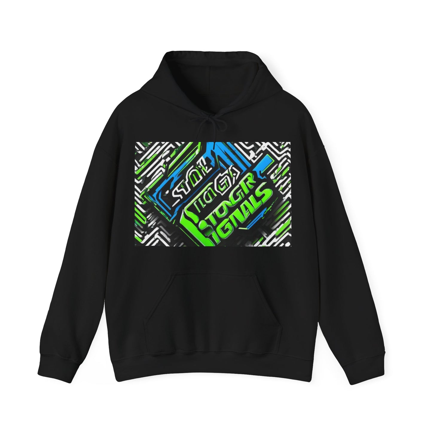 boostlete-am-crew-type-stronger-signals-diagonal-badge-1077 — Unisex Heavy Blend Hoodie (G18500)