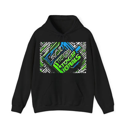 boostlete-am-crew-type-stronger-signals-diagonal-badge-1077 — Unisex Heavy Blend Hoodie (G18500)