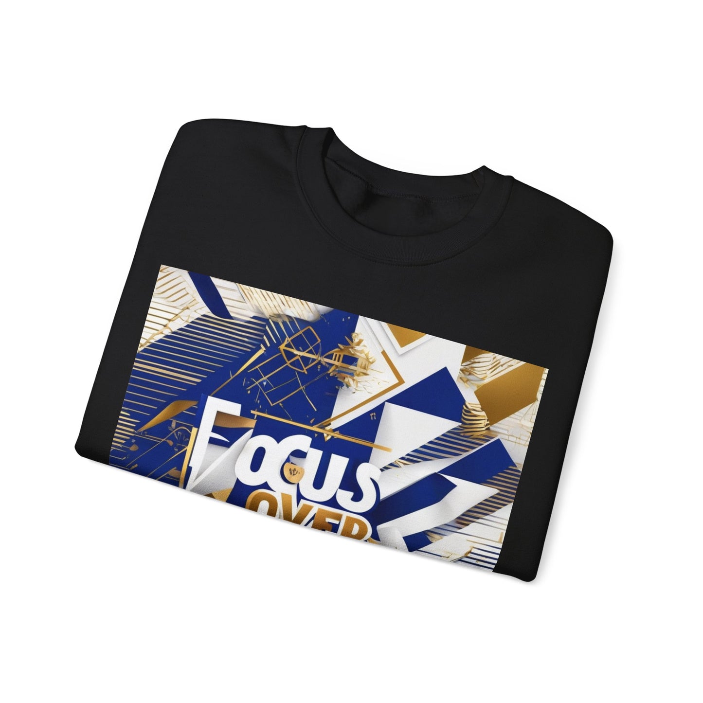 boostlete-am-crew-type-focus-over-feelings-banner-geometric-0169 — Unisex Heavy Blend Crewneck Sweatshirt (Gildan)