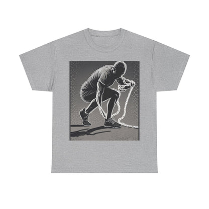 boostlete-recovery-progress-scene-runner-halftone-engraved-0068 — Unisex Heavy Cotton Tee (Gildan 5000)