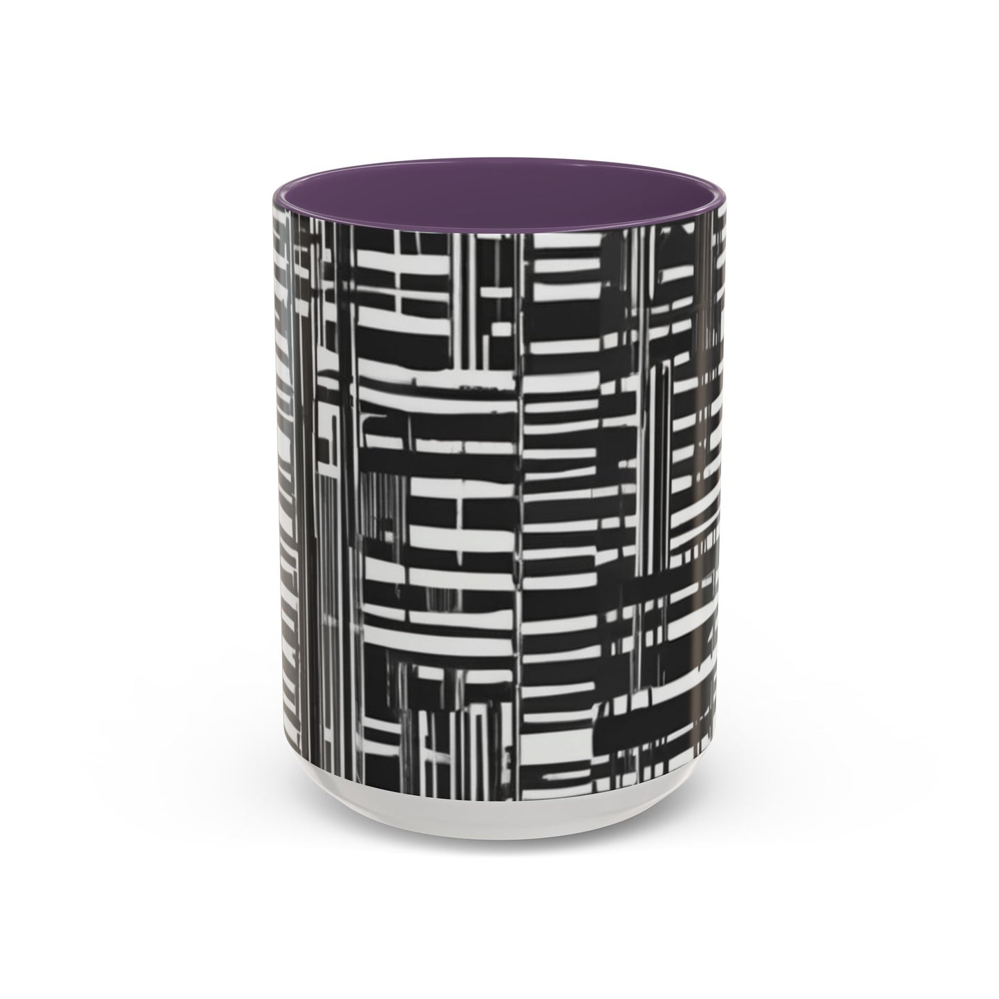 boostlete-iron-intent-pattern-barcode-line-art-0599 — Accent Mug 11/15oz